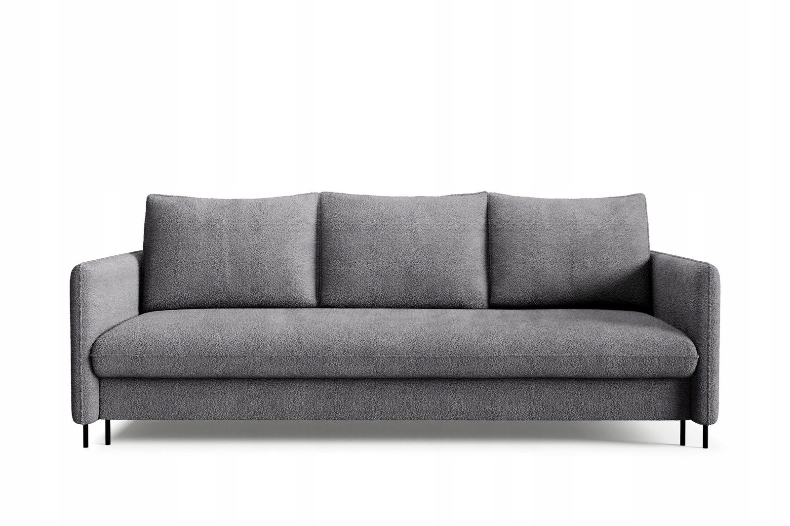 Kanapa BELISSA 216x91x98 cm sofa z funkcją spania z pojemnikiem BOUCLE szara do salonu nr. 7