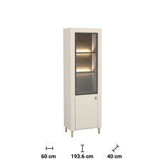 Witryna 60x40x193,6 cm Mossa z dwoma drzwiczkami i LED kaszmir do salonu - Miniaturka zdjęcia nr 4