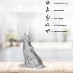 Świeca Wolf Low-Poly Silver - Miniaturka zdjęcia nr 2