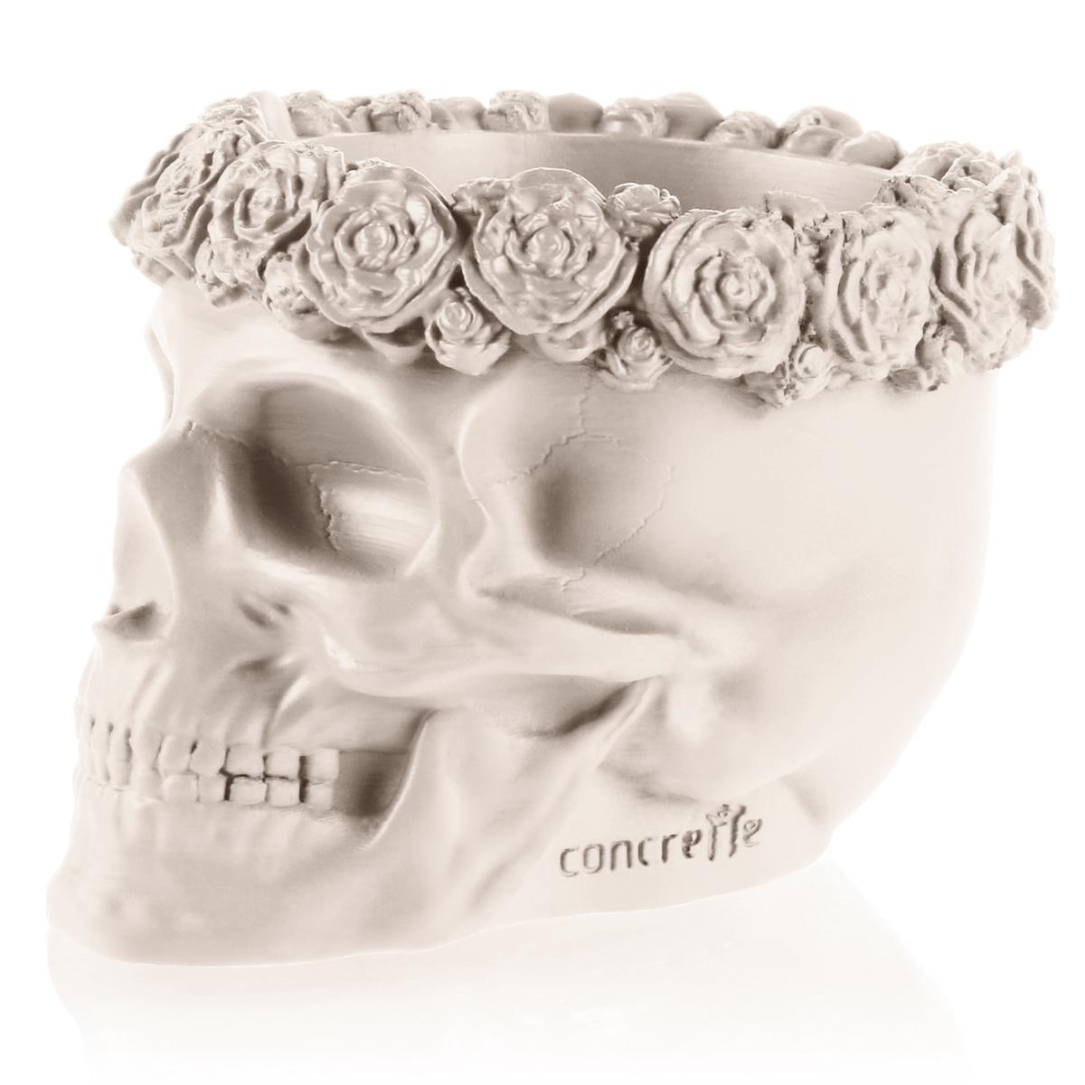 Donica Skull Flowers Light Beige Poli  9 cm nr. 2