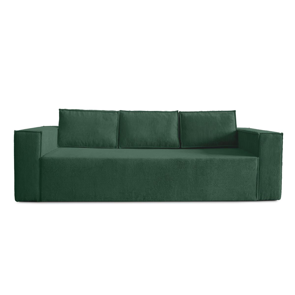 Kanapa rozkładana Verona 248x52x93 cm wersalka z funkcją spania i pojemnikiem sprężyny bonell sztruks butelkowa zieleń do salonu nr. 8