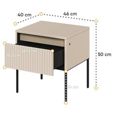 Stolik nocny 46x40x50 cm z praktyczną szufladą beż piaskowy do sypialni - Miniaturka zdjęcia nr 4