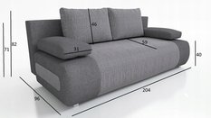 Kanapa Mia 82x204x96 cm do salonu rozkładana berlin + sawana czarny - Miniaturka zdjęcia nr 4