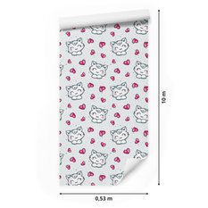Tapeta Dla Dziewczynki KOTKI Zwierzątka Serduszka 53x1000  - Miniaturka zdjęcia nr 2