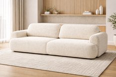 Kanapa rozkładana ITALY 253x110x71 cm trzyosobowa sofa z funkcją spania tkanina LOOP cream obrazek