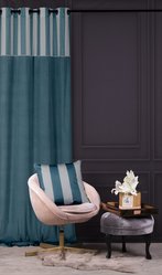 Zasłona CHIC STRIPE 140x270 cm turkusowa welwetowa na przelotkach  - Miniaturka zdjęcia nr 3