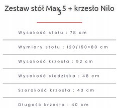 Zestaw do jadalni stół MAX 120/150x80 cm rozkładany + 6 krzeseł NILO dąb sonoma  - Miniaturka zdjęcia nr 4