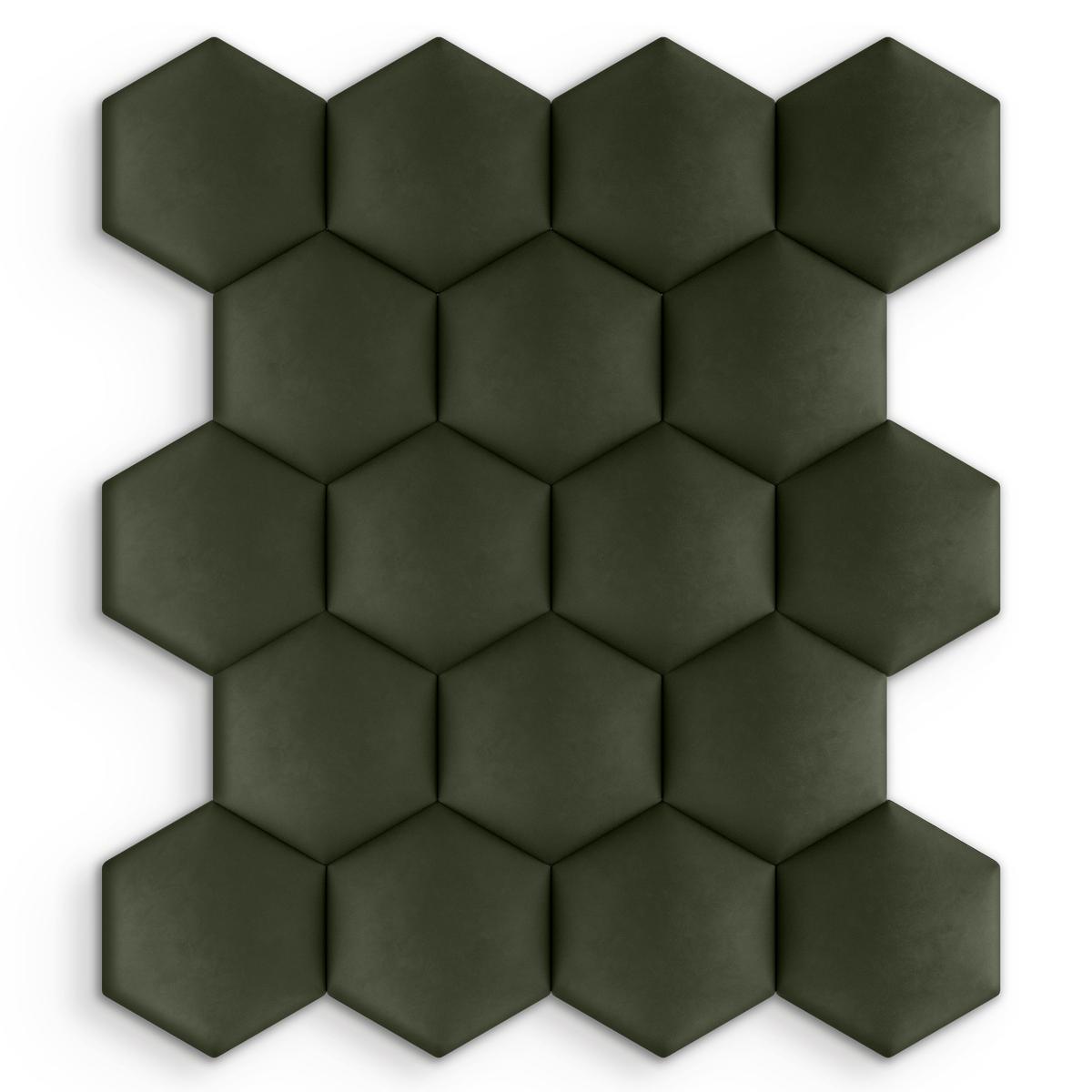 Panele tapicerowane 35x40 cm na ścianę hexagon khaki nr. 4