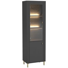 Witryna 60x40x193,6 cm Mossa z dwoma drzwiczkami i LED czarny do salonu - Miniaturka zdjęcia nr 1