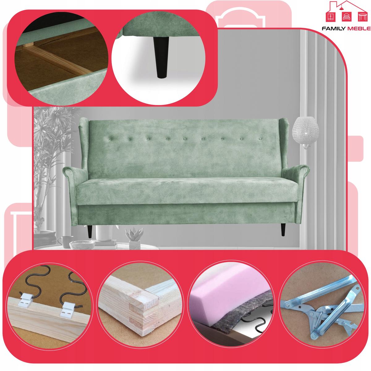 Wersalka sofa uszak kanapa rozkładana Ari pistacja nr. 5