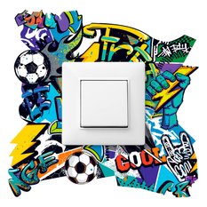 Naklejka Pod Włącznik Światła Dla Dzieci Graffiti 20x20 Abstrakcja Piłka Nożna - Miniaturka zdjęcia nr 1