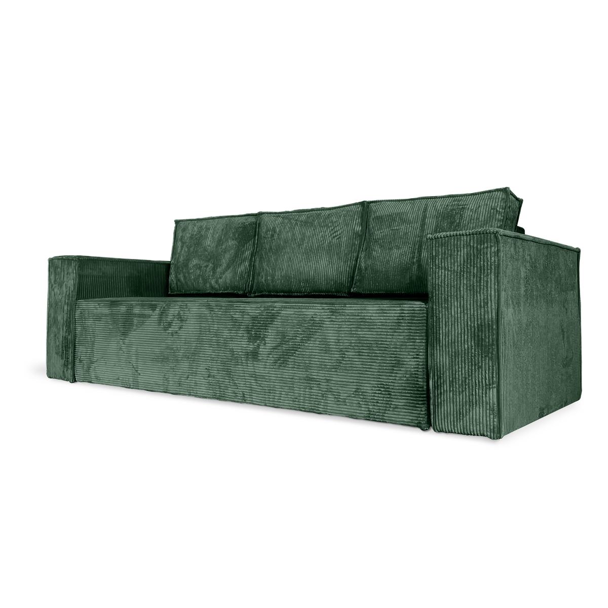 Kanapa Verona 248x96x93 cm z funkcją spania i pojemnikiem sztruks butelkowa zieleń do salonu
