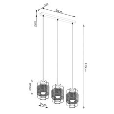 Lampa wisząca GIZUR 3L 110x15x50cm nowoczesna E27 do salonu - Miniaturka zdjęcia nr 5