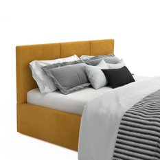 Łóżko tapicerowane 140x200x110 cm do sypialni łóżko podwójne z pojemnikiem schowek na pościel  żółty - Miniaturka zdjęcia nr 12