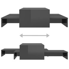 Stoliki kawowe 100x100x26,52 cm 2szt wsuwane szare z połyskiem do salonu - Miniaturka zdjęcia nr 8