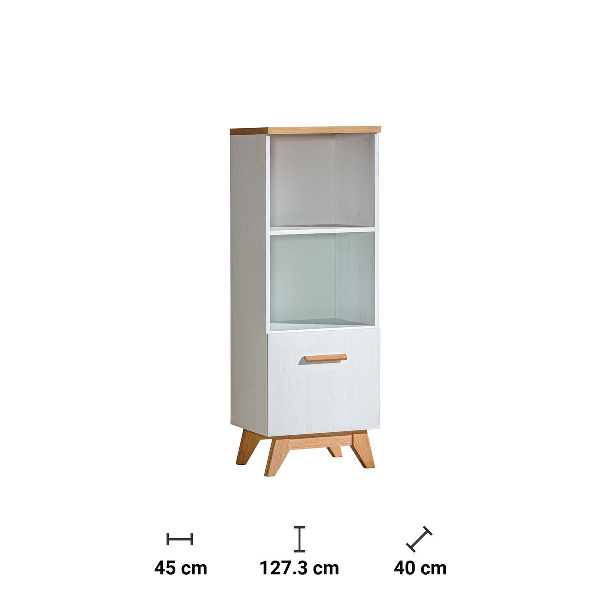 Szafka 80x40x127,3 cm Sven z drzwiczkami i dwoma półkami sosna andersen dąb nash  do pokoju lub salonu czy sypialni nr. 2