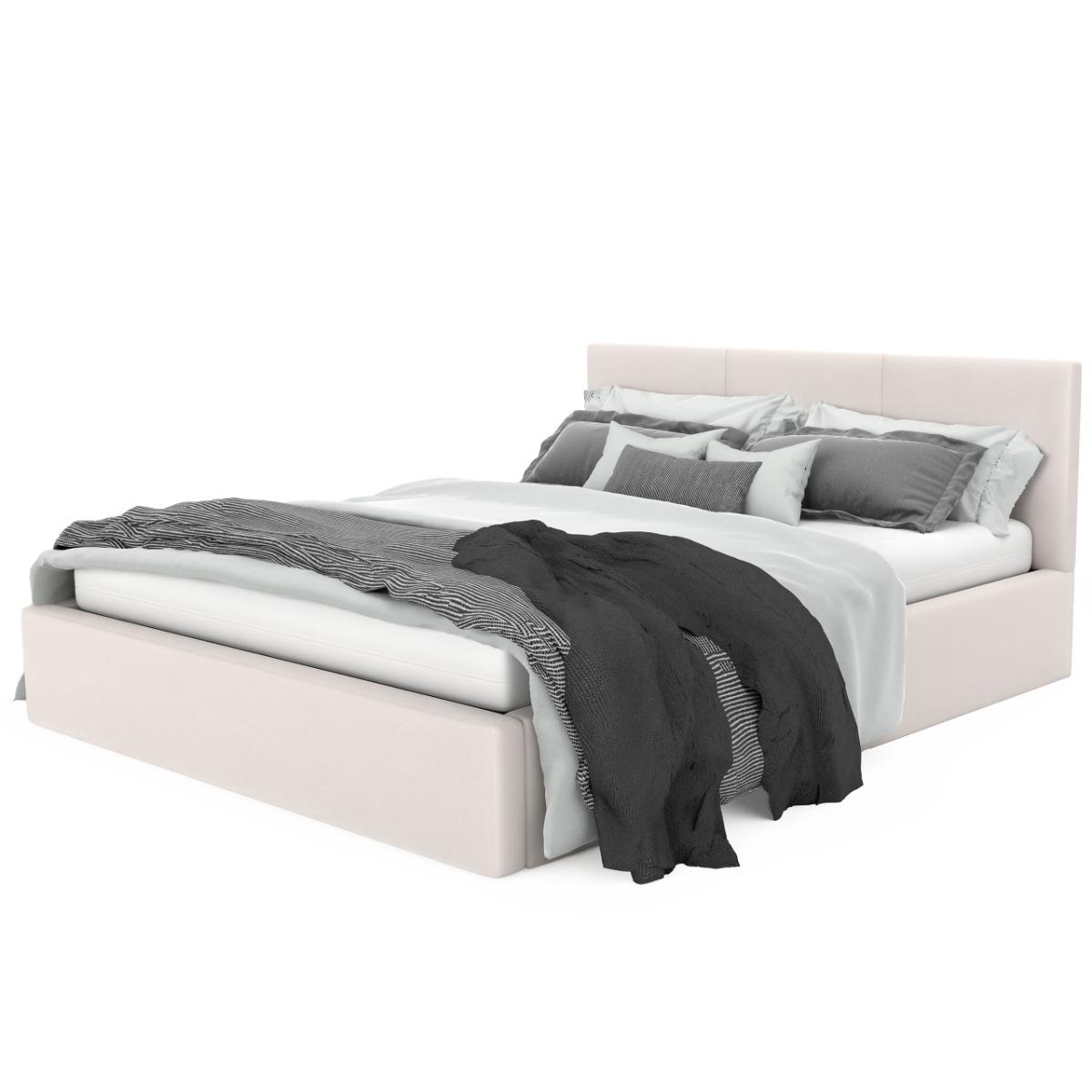 Łóżko tapicerowane do sypialni basic 120x200x88 cm podwójne z pojemnikiem kremowe nr. 10