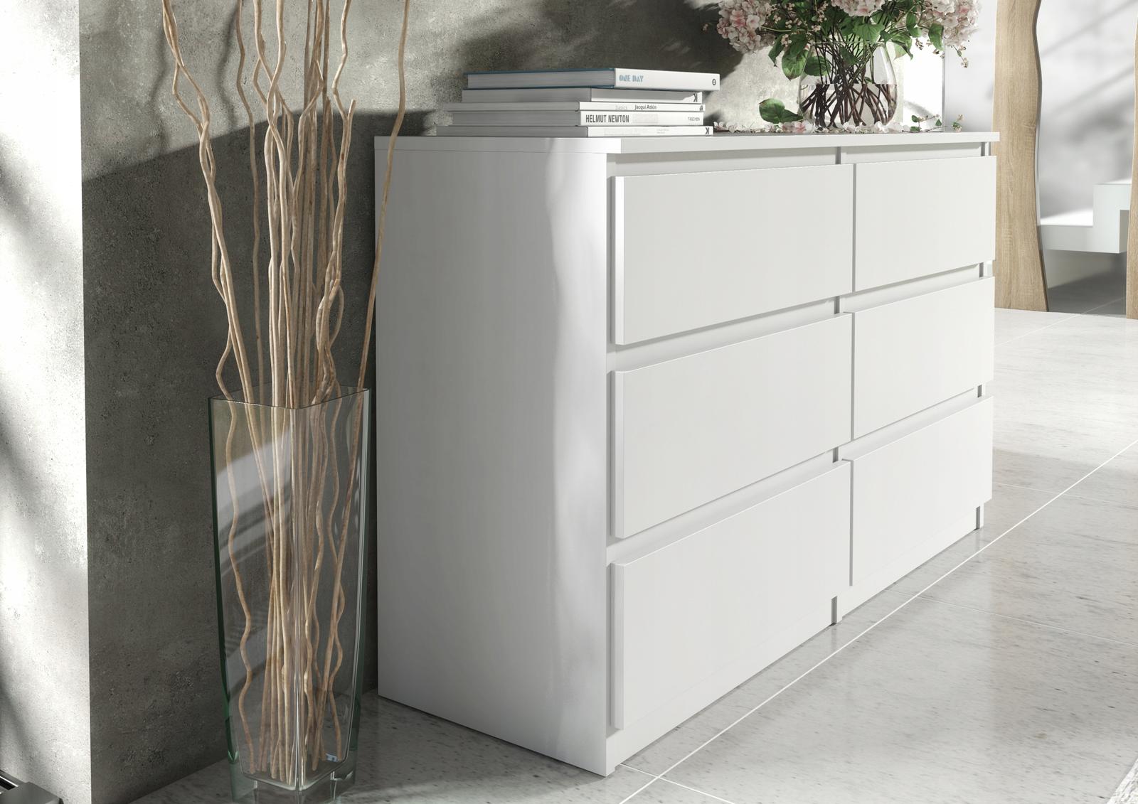 Komoda MARTUSIA 79x140x39 cm z 6 szufladami biała mat do salonu nr. 5