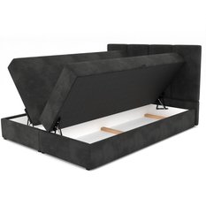 Łóżko kontynentalne 180x200x113 cm tapicerowane podwójne z materacem czarne - Miniaturka zdjęcia nr 12