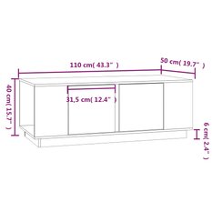 Stolik kawowy 110x50x40 cm z przestronnymi półkami lite drewno sosnowe biały do salonu - Miniaturka zdjęcia nr 9