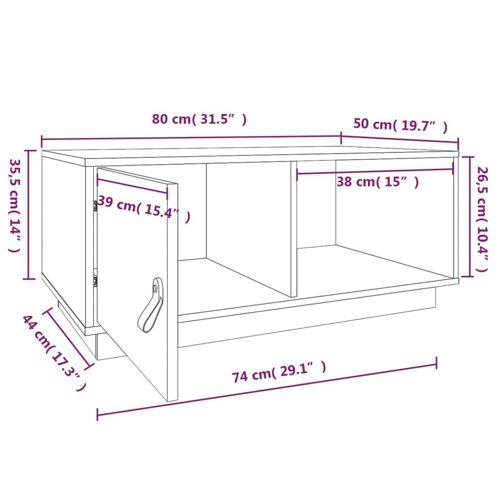 Stolik kawowy 80x50x35 cm z zamykaną szafką i półką lite drewno sosnowe czarny do salonu nr. 11