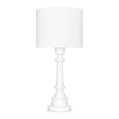 Lampa stołowa CLASSIC 25x25x55 cm biała ze ściemniaczem drewno olejowane