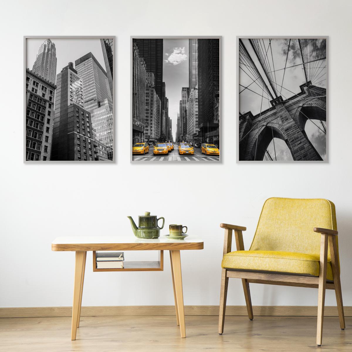 ZESTAW 3x Plakat W Ramie NEW YORK Wieżowce Architektura Efekt 3D 60x80cm nr. 3