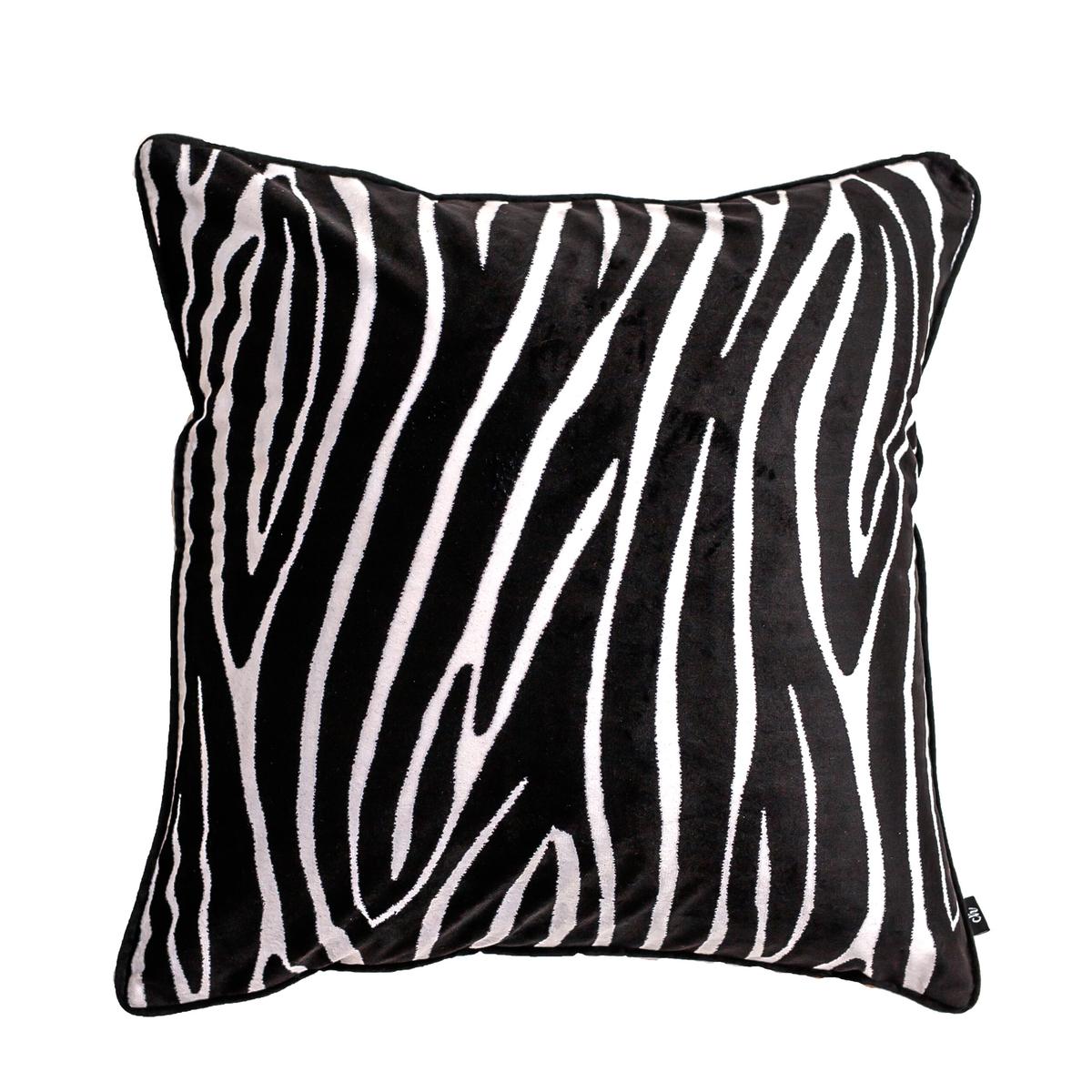 Poszewka FREE CHIC 45x45 zebra czarno biała welwetowa 