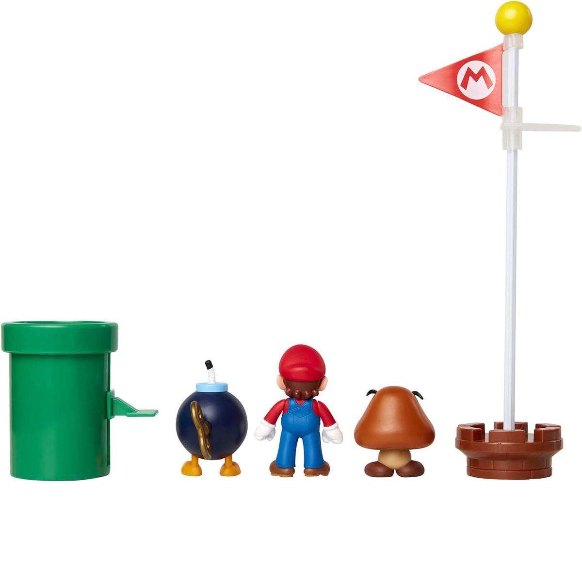 FIGURKI MARIO + GOOMBA + BOB-OMB SUPER MARIO JAKKS PACIFIC ACORN PLAINS DIORAMA SET  nr. 6