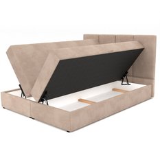 Łóżko kontynentalne 140x200x113 cm tapicerowane podwójne z materacem beżowe  - Miniaturka zdjęcia nr 12