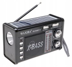 Radio przenośne 18 x 11 x 8 cm  z funkcją bluetooth    z latarką  ładowany solarnie czarne - Miniaturka zdjęcia nr 1