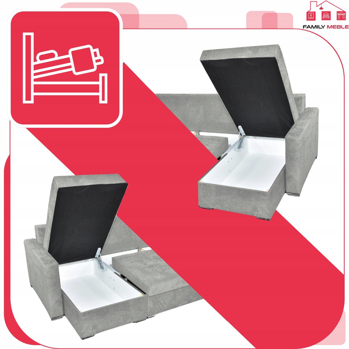 Narożnik Bella BIG 298x74x140 cm kształt U z funkcją spania i przechowywania Angel szary nr. 6