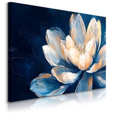 Obraz Na Płótnie Kwiaty Niebieskie Tło 120x80 Ozdoba Salonu - Miniaturka zdjęcia nr 1