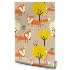 Tapeta Dla Dzieci LISKI Drzewa Styl Skandynawski  - Miniaturka zdjęcia nr 1