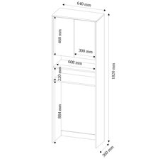 Szafka łazienkowa 64x180x30 cm na pralkę z półkami i szafkami do łazienki biała - Miniaturka zdjęcia nr 4