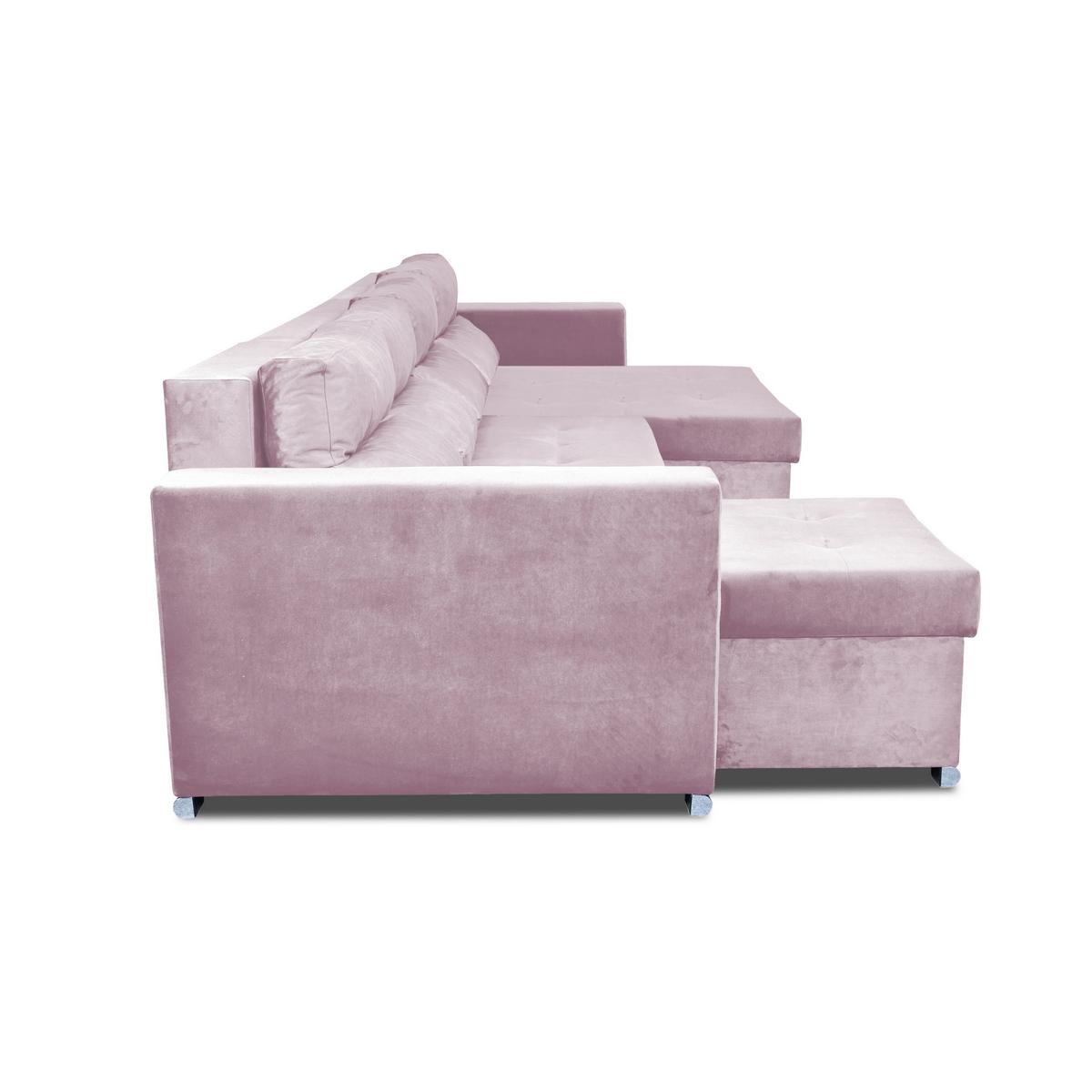 Narożnik Varius BIG 297x74x140 cm kształt U z funkcją spania i przechowywania do salonu Royal pudrowy róż nr. 3