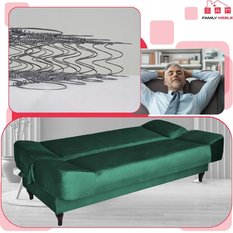 Wersalka SARA 200x95 cm butelkowa zieleń rozkładana kanapa z pojemnikiem sofa do salonu Monolith - Miniaturka zdjęcia nr 5