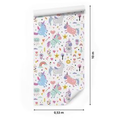Tapeta do pokoju dziewczynki, jednorożce, kwiaty  - Miniaturka zdjęcia nr 2