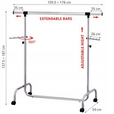 FALCON Stalowy stojak na ubrania stojący - 80 kg - Miniaturka zdjęcia nr 2
