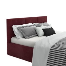 Łóżko tapicerowane 140x200x100 cm do sypialni podwójne z pojemnikiem na pościel bordowe - Miniaturka zdjęcia nr 12