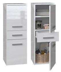 Szafka łazienkowa NEL V DDS 85x30x30 cm z drzwiami oraz szufladą do łazienki biały połysk - Miniaturka zdjęcia nr 1