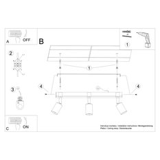 Plafon ZUCA 3 14x15x53 cm zwis sufitowy 3-punktowy E27 loft nowoczesna lampa sufitowa drewno naturalne czarny  - Miniaturka zdjęcia nr 6