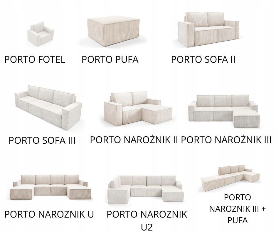 Narożnik U2 PORTO 311x151x93 cm sztruks kremowy do salonu nr. 14