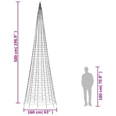 Choinka z lampek, na maszt, 1534 zimne białe LED, 500 cm - Miniaturka zdjęcia nr 10