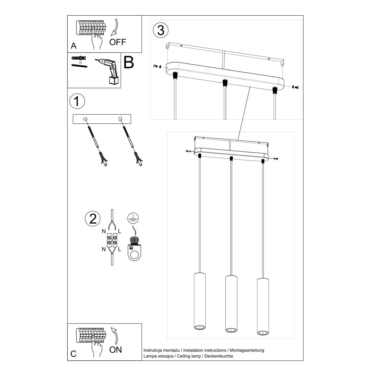 Lampa wisząca LUVO 3L 90x6x45cm nowoczesna G10 do salonu nr. 5