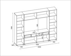 Meblościanka z szafą PLUTON 370x200x52 cm zestaw mebli do salonu RTV  sonoma ciemna biały połysk  - Miniaturka zdjęcia nr 2