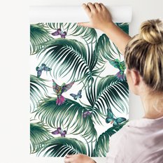 Tapeta W Rolce LIŚCIE Palmowe Ptaki Motyle Natura  - Miniaturka zdjęcia nr 6