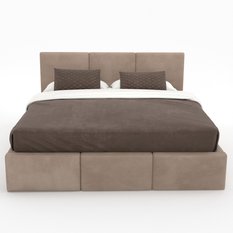 Łóżko tapicerowane do sypialni 180x200x100 cm podwójne z pojemnikiem modne beżowe - Miniaturka zdjęcia nr 12
