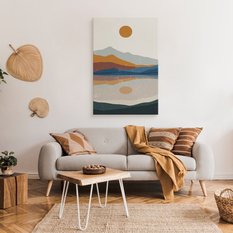 Obraz Do Salonu Kolorowe Góry Zachód Słońca Jezioro Styl Boho 80x120cm - Miniaturka zdjęcia nr 3