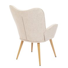 Fotel uszak tapicerowany wypoczynkowy 69x63x89 cm do salonu biura nogi dąb beżowy - Miniaturka zdjęcia nr 6